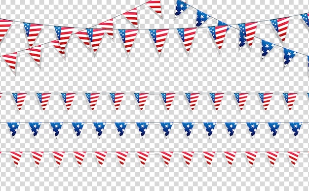 Vector decoration set of garlands for usa national holidays