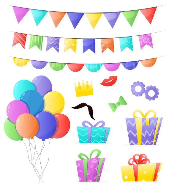 Vector decorations set of birthday