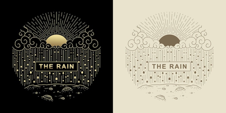 वेक्टर decorations and text featuring the earth moon and clouds bringing rain