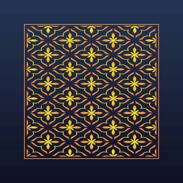 Vector decorative abstract geometric gold background arabic ornament die cut pattern