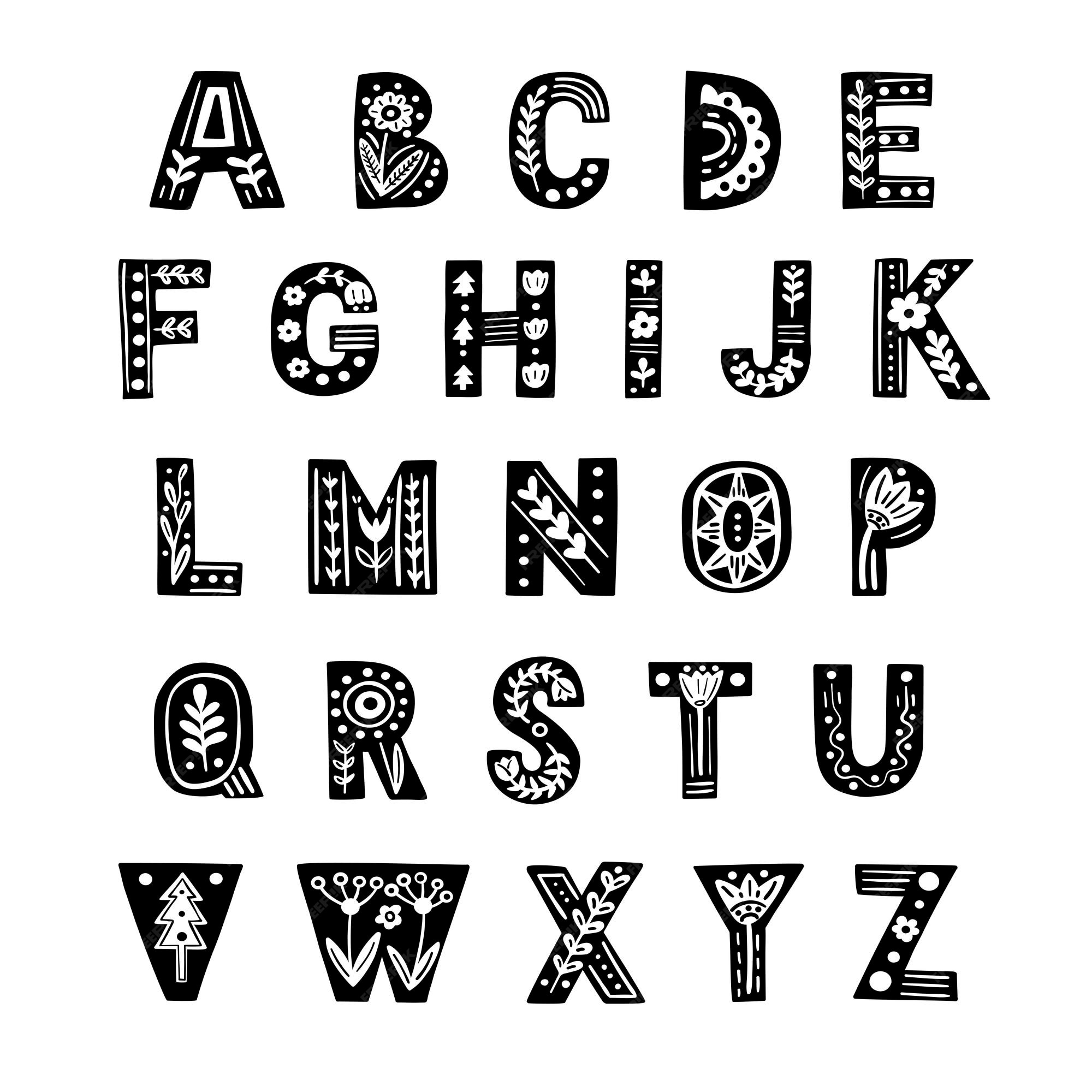 Premium Vector | Decorative alphabet in scandinavian style vector ...