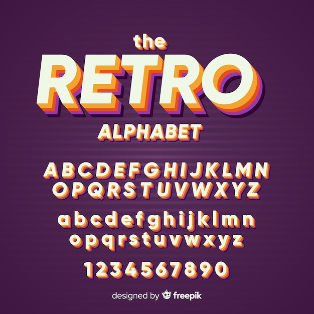 Decorative alphabet template retro stytle