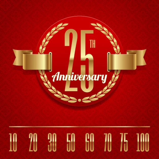 Emblema dorato di anniversario decorativo - illustrazione