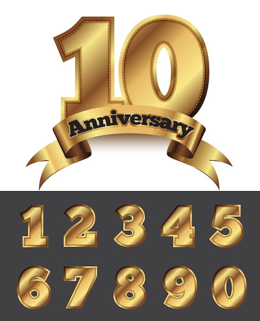 Decorative anniversary golden emblem