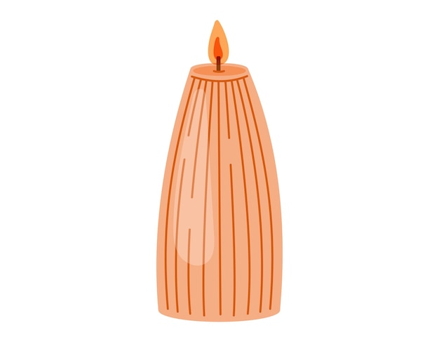 Decorative aroma candle for home interior with fire Vector isolated flat illustration