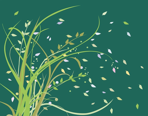 Decorative background of grass and twigs in wind