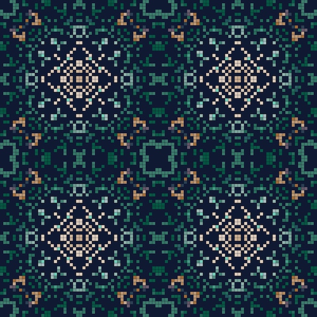 Decorative background made from small squares Rich ornament for fabric design