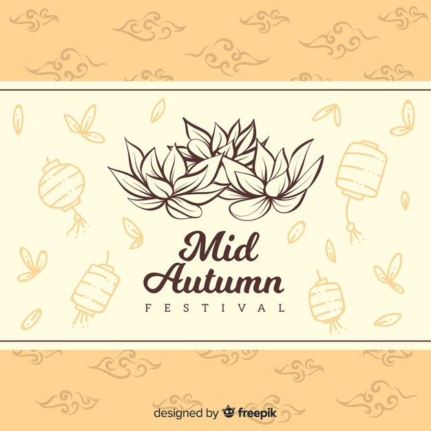 Vector decorative background for mid autumn festival in hand drawn style