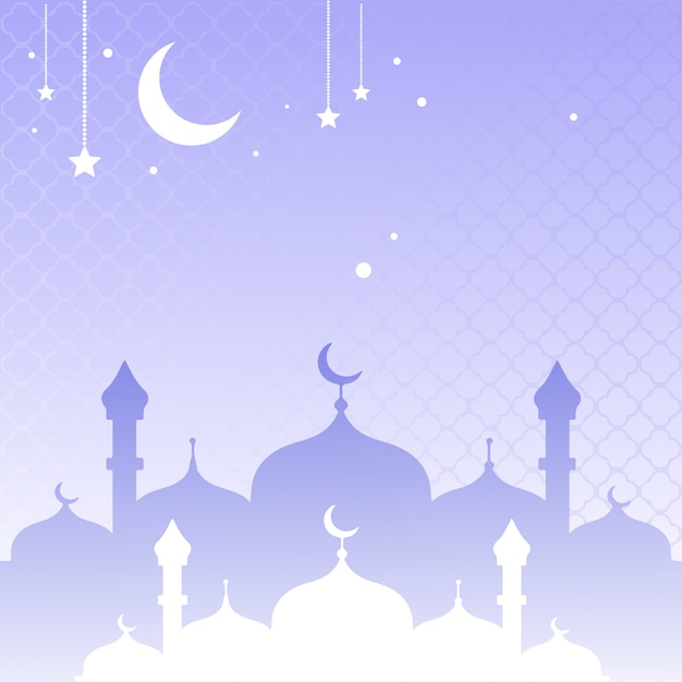 Decorative background for ramadan kareem with mosque and crescent moon