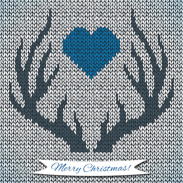 Vector decorative background with knitted deer horns