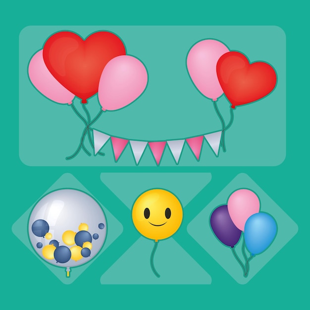 Вектор Набор иконок декоративные воздушные шары