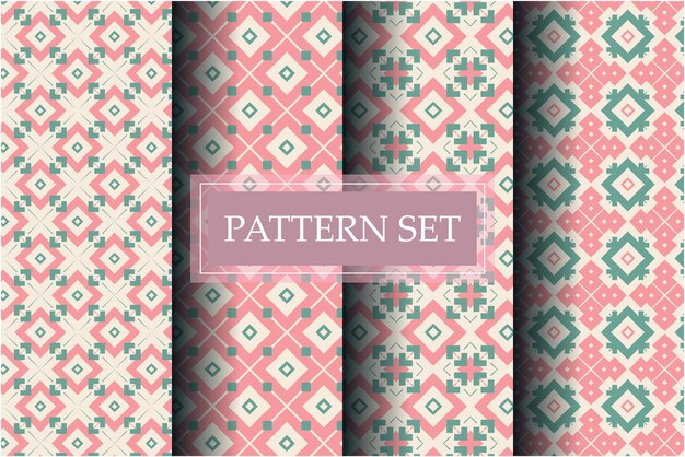 Decorative beautiful pattern set with abstract style