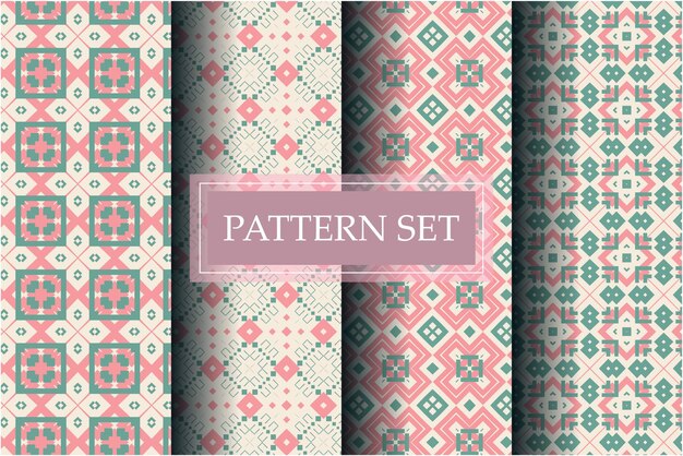 Decorative beautiful pattern set with abstract style