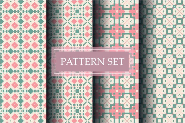 Decorative beautiful pattern set with abstract style