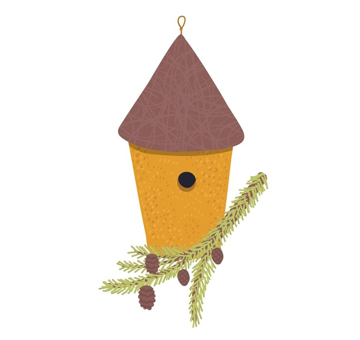 Vector decorative bird handmade house home for wildlife character poultry isolated on white cartoon vector illustration cozy blue nesting box