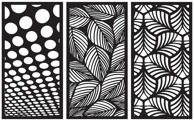 Vector decorative black patterns with islamic geometric and floral cards