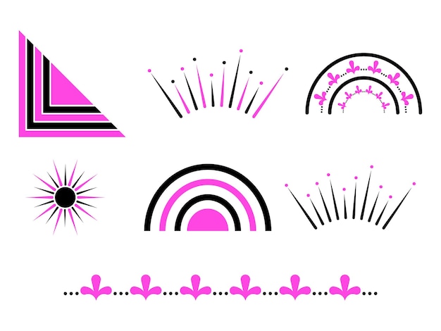 Декоративный черно-розовый геометрический художественный плоский дизайн
