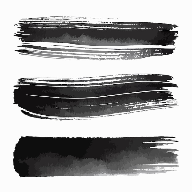 decorative black watercolour brush stroke design vector set