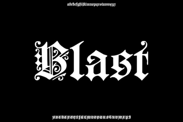Decorative Blast Creative Vector Blackletter Alphabet Font Design