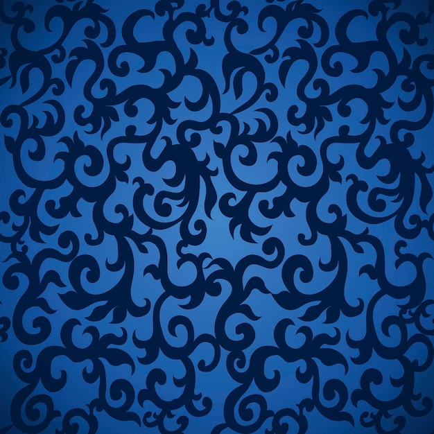 Вектор Декоративный синий узор в мозаичном этническом стиле