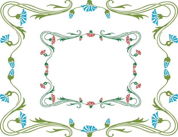 Vector decorative borders from vintage cornflowers