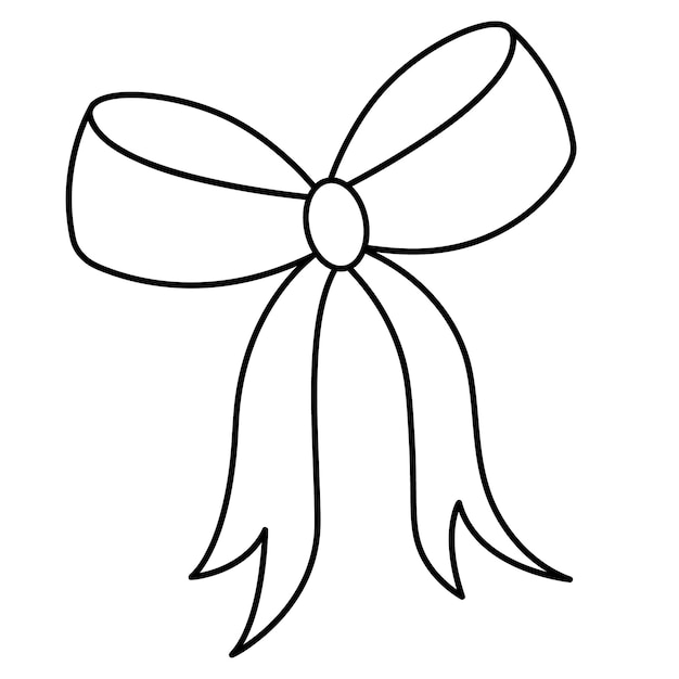 Vector decorative bow sketch decoration for a gift surprise the ribbon with laces