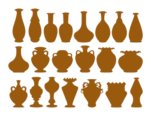 Decorative Brown Vase Illustration Set