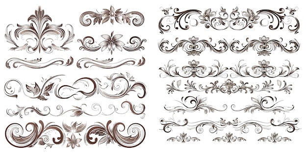 Decorative calligraphic headers set