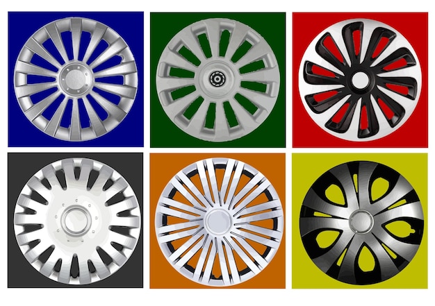 Vector decorative car wheel covers plate vector hand drawn illustration