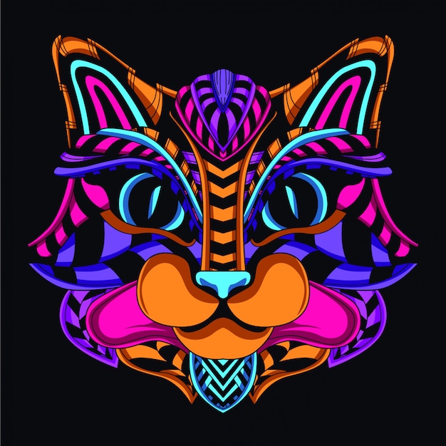 decorative cat head from glow neon color