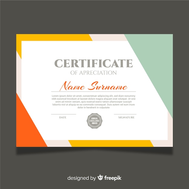 Decorative certificate template with abstract shapes