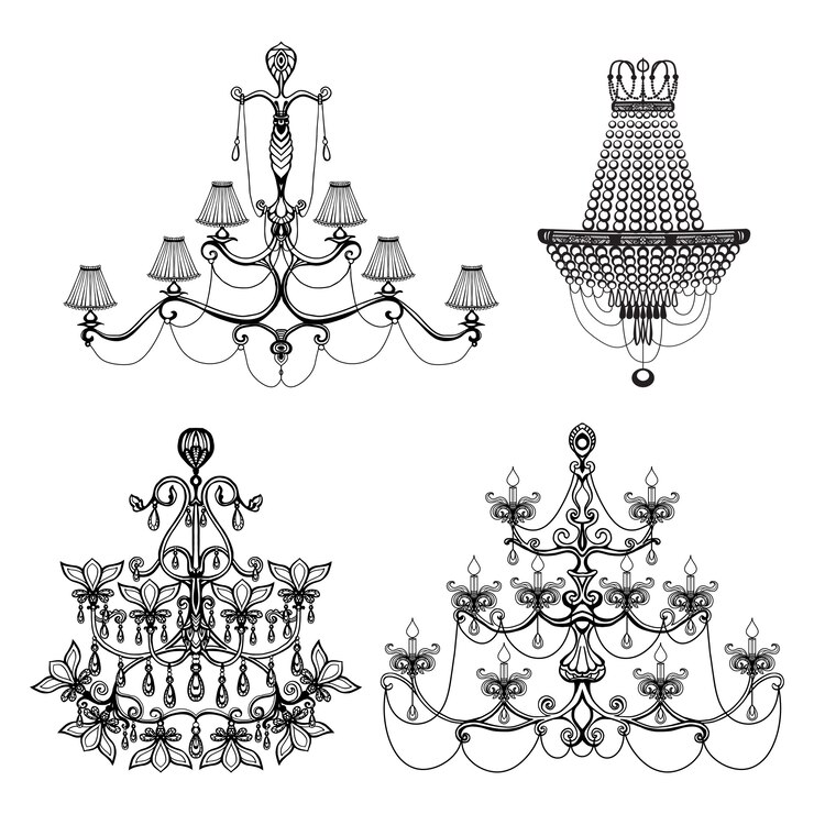 Vector decorative chandelier set
