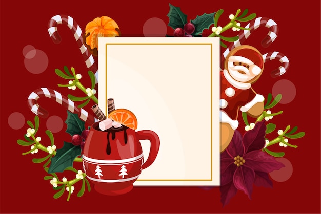 Vector decorative christmas greeting card template