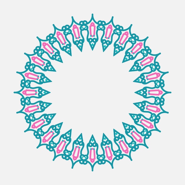 decorative circle frame with blue and pink color