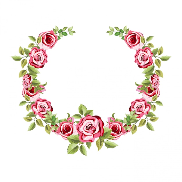 decorative circle frame with floral and leaves ornament