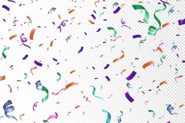 Decorative colorful confetti transparent background Premium Vector