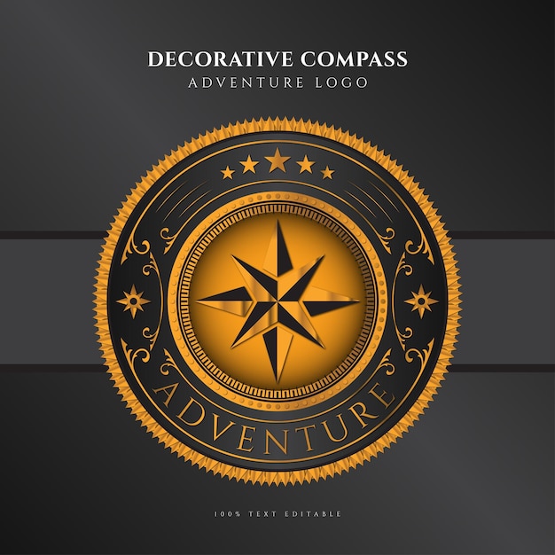 Vector decorative compass adventure logo