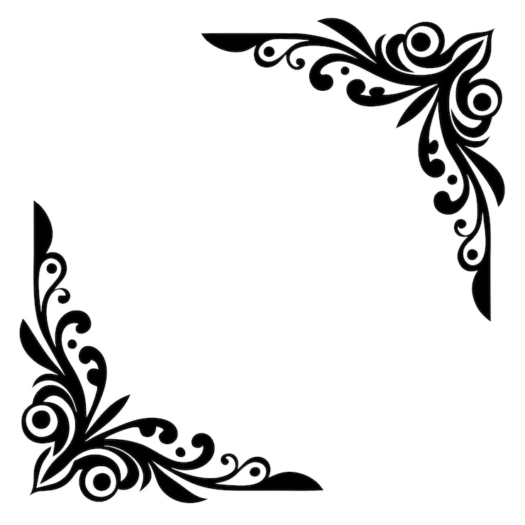 Vector decorative corner frame with elegant swirls silhouette vector art and illustration