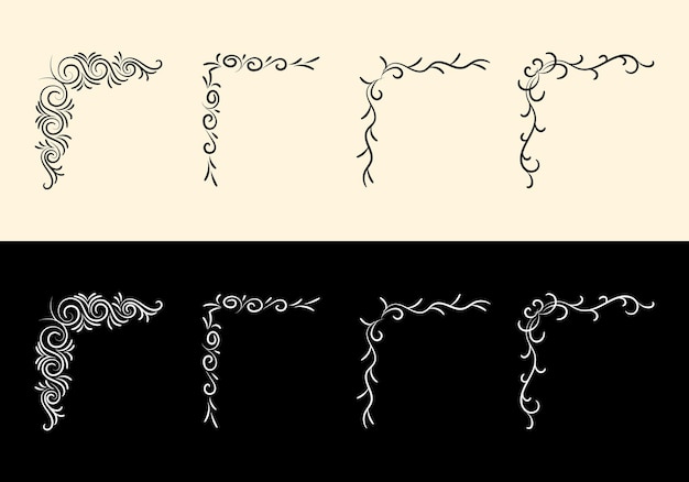 장식 코너 프레임 세트 코너 빈티지 프레임 디자인 벡터 일러스트 레이 션