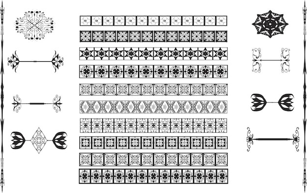 장식 모서리 및 디바이더장식 프레임 및 테두리 설정 벡터 디자인