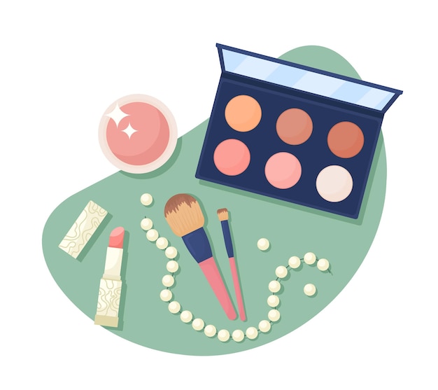 Decorative cosmetic products 2D vector isolated illustration