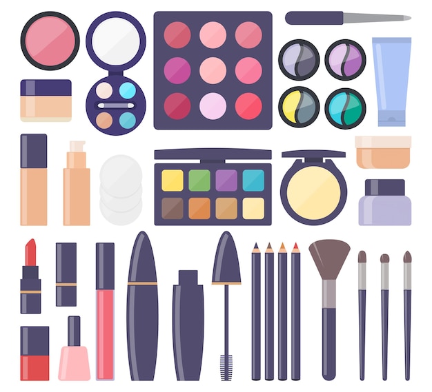 Vector decorative cosmetics big set of icons everything for make up