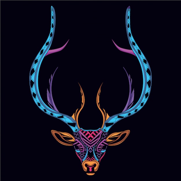 Decorative deer head from neon color