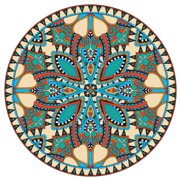 Design decorativo del modello di piatto circolare, motivo geometrico rotondo, illustrazione vettoriale