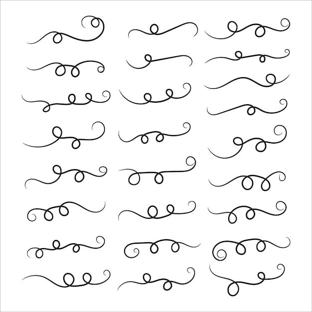 Vector decorative design elements text ornaments curly thin line swirls text divider flourish filigree