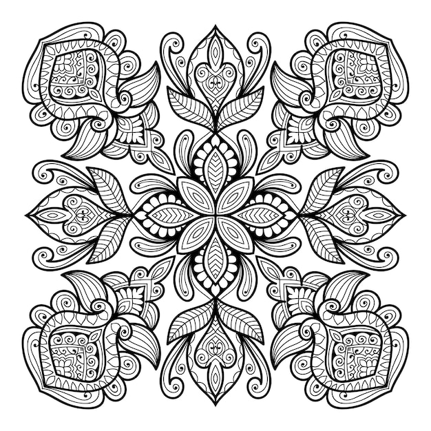 Decorative detailed mandala design with mehndi style