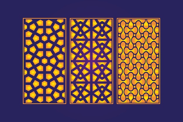 Декоративные высечки Цветочные исламские бесшовные абстрактные узоры Лазерная резка панелей Шаблон Золото