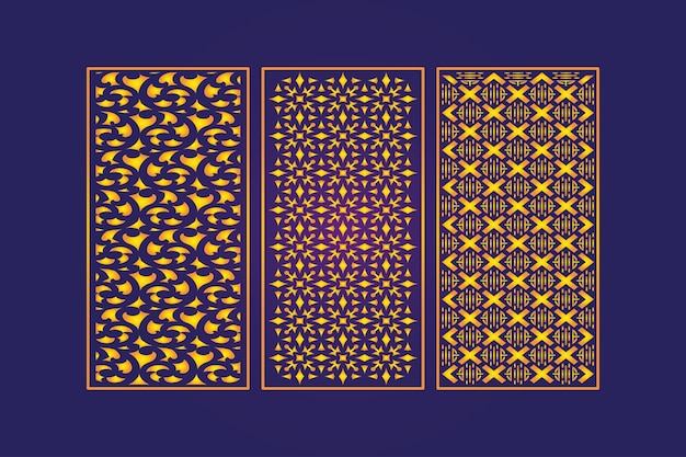 Decorative Die Cut Floral islamic Seamless Abstract Pattern Laser Cut Panels Template Gold