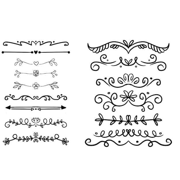 Decorative dividers Heart line swirl arrow elements for decoration Calligraphic flourish orname