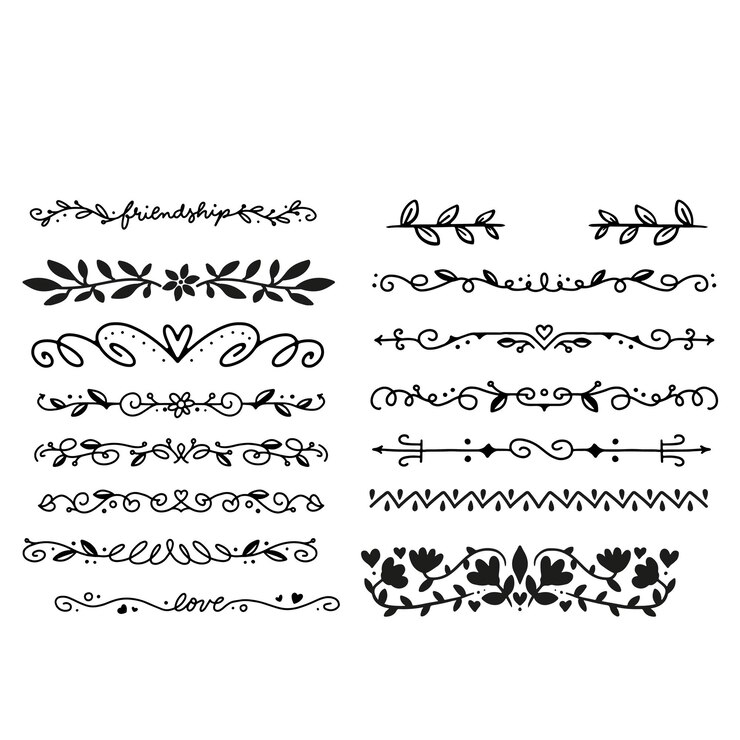 Vector decorative dividers heart line swirl arrow elements for decoration calligraphic flourish orname